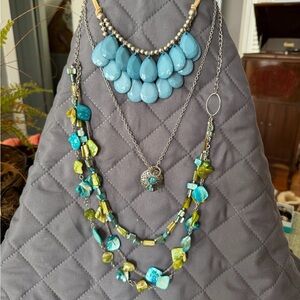 Turquoise, Silver, Blue & Green Statement Necklaces (bundle of 3)